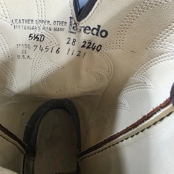 Laredo Women's Brown Leather Western Cowboy Boots 5.5D Made in‎ USA womens 7 - Picture 8 of 8